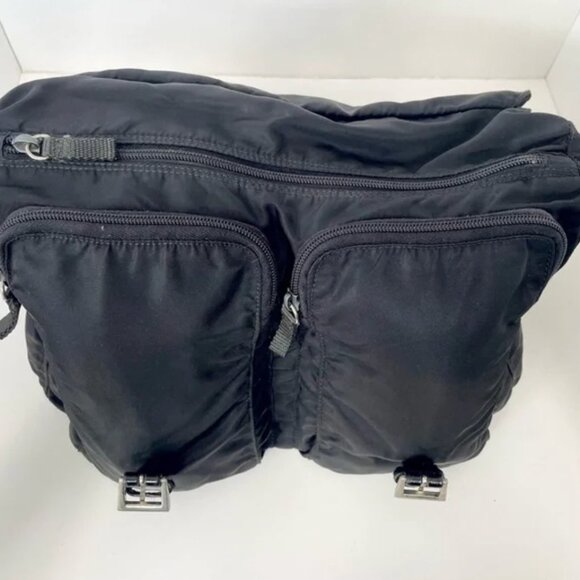 Prada Tessuto Vintage Nylon Saffiano Vela large Messenger Bag Black - Picture 11 of 15
